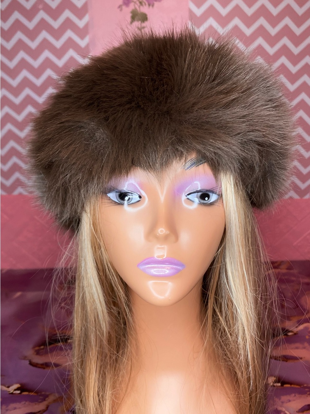 🎀🌷 Chocolate Brown Faux Fur Trim Russian-Style Winter Hat 🌷🎀